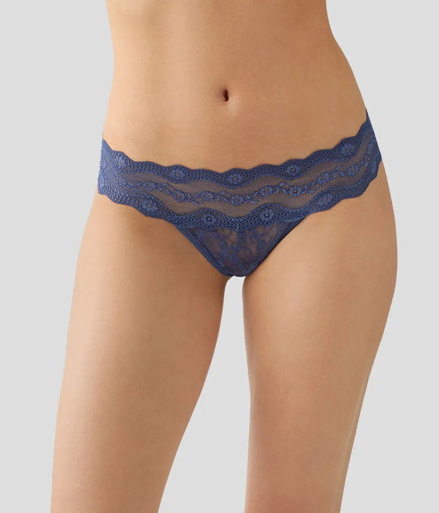 Lace Kiss Thong: Crown Blue