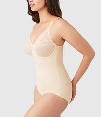 Visual Effects Body Briefer with Minimizer Bra: Sand