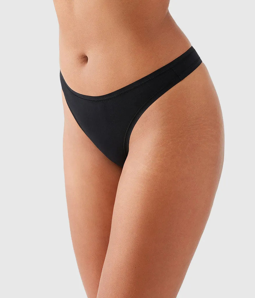Understated Cotton Thong: Black