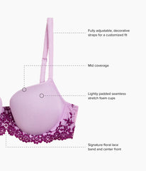 Embrace Lace® T-Shirt Bra: Lavender Sage/Dark Purple