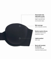 Comfort First Strapless Bra: Black