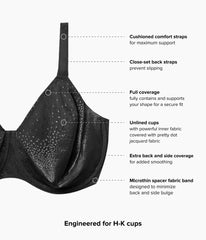 Back Appeal® H-K Cup Underwire Bra: Black
